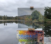 Diana K. Gibson’s Plein air painting and the DuMond landscape palette in use. 