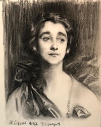 Charcoal master copy of J.S.Singer portrait. 